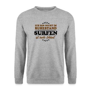 Ruhestand Rentner Pensioner Surfer - Unisex Pullover - Weißgrau meliert - Vorne - Alina (178cm) & Michal (187cm)