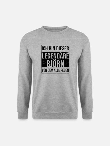 Ich bin dieser legendäre für Björn - Unisex Pullover - Weißgrau meliert