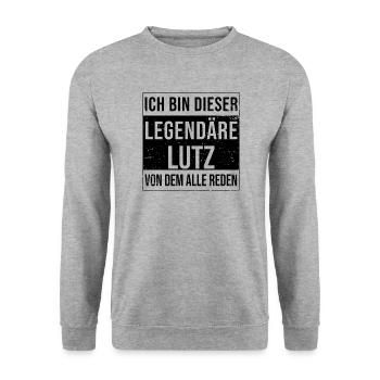 Je suis cette légende pour Lutz - Sweat-shirt Unisexe - gris chiné - Devant - Alina (178cm) & Michal (187cm)