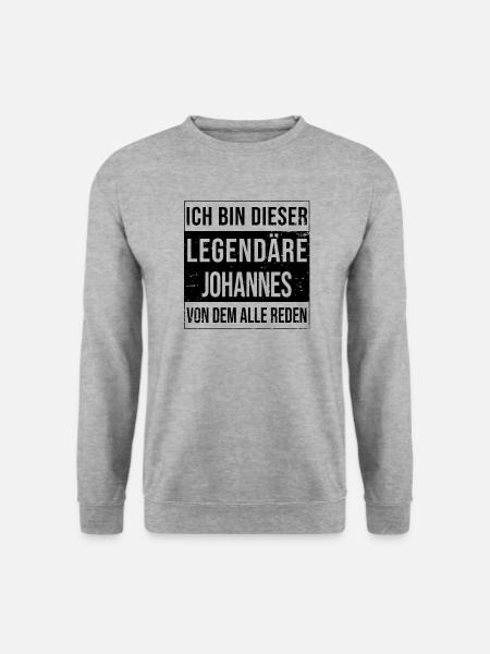 Ich bin dieser legendäre für Johannes - Unisex Pullover - Weißgrau meliert