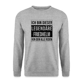 Ich bin dieser legendäre für Friedhelm - Unisex Pullover - Weißgrau meliert - Vorne - Alina (178cm) & Michal (187cm)