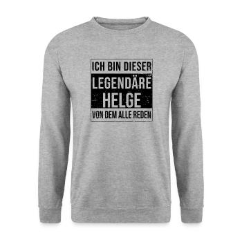 Ich bin dieser legendäre für Helge - Unisex Pullover - Weißgrau meliert - Vorne - Alina (178cm) & Michal (187cm)