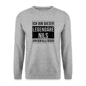 I'm this legendary for Nils - Unisex Sweatshirt - salt & pepper - Front - Alina (178cm) & Michal (187cm)