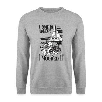 Catamaran-Boot Segelboot Segeln Segler - Unisex Pullover - Weißgrau meliert - Vorne - Alina (178cm) & Michal (187cm)