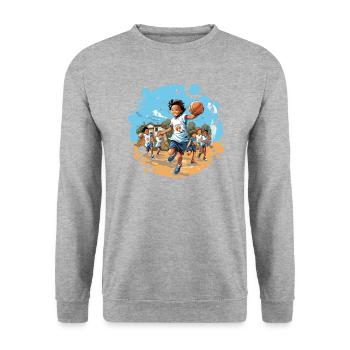 Basketballer Zubehör Basketball-spieler Kinder - Unisex Pullover - Weißgrau meliert - Vorne - Alina (178cm) & Michal (187cm)