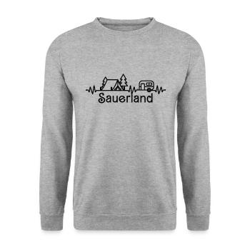 Sauerland Caravan Camping Hiking Heartbeat - Unisex Sweatshirt - salt & pepper - Front - Alina (178cm) & Michal (187cm)