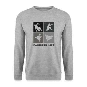 Parkour-Life Freerunning Freerunner - Unisex Sweatshirt - salt & pepper - Front - Alina (178cm) & Michal (187cm)