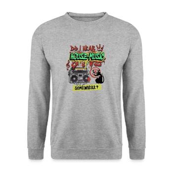 Hardcore Rave Music Raver 90s EDM DJ Rave Techno - Unisex Sweatshirt - salt & pepper - Front - Alina (178cm) & Michal (187cm)
