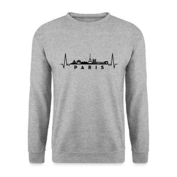 Heartbeat Skyline France Paris - Unisex Sweatshirt - salt & pepper - Front - Alina (178cm) & Michal (187cm)