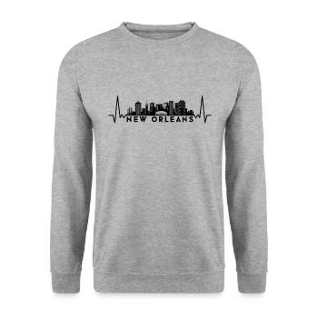 Heartbeat Skyline USA New Orleans - Unisex Sweatshirt - salt & pepper - Front - Alina (178cm) & Michal (187cm)