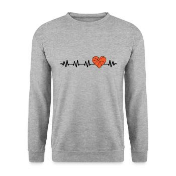 Basketballer Basketball-spieler Herzschlag - Unisex Pullover - Weißgrau meliert - Vorne - Alina (178cm) & Michal (187cm)