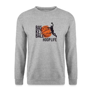 Basketteur basketteur basketteur « HOOP-LIFE » - Sweat-shirt Unisexe - gris chiné - Devant - Alina (178cm) & Michal (187cm)