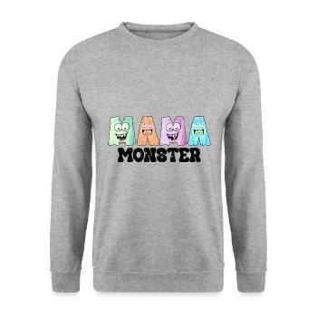 Mama Monster Halloween - Unisex Pullover - Weißgrau meliert - Vorne - Alina (178cm) & Michal (187cm)