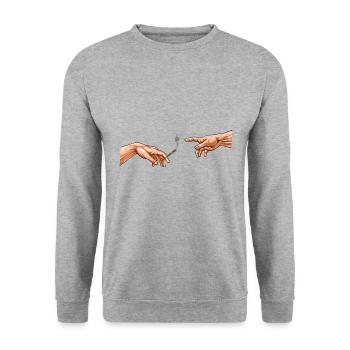 Michelangelo Pass the joint Comic 420 Weed - Sweat-shirt Unisexe - gris chiné - Devant - Alina (178cm) & Michal (187cm)