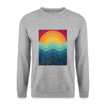Summerfeeling Surfer Wave Retro Vintage Gift - Unisex Sweatshirt - salt & pepper - Front - Alina (178cm) & Michal (187cm)