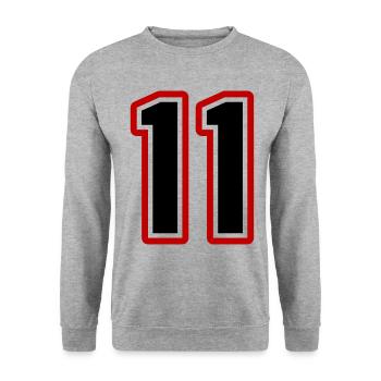 11 Zahl symbol - Unisex Pullover - Weißgrau meliert - Vorne - Alina (178cm) & Michal (187cm)