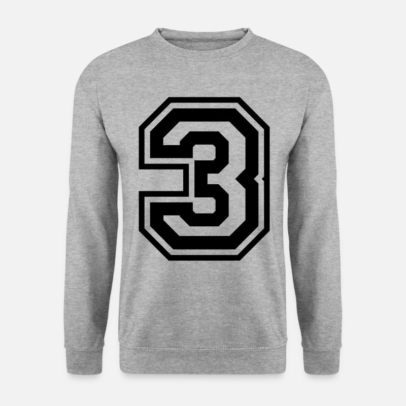 3 Zahl nummer - Unisex Pullover - Weißgrau meliert