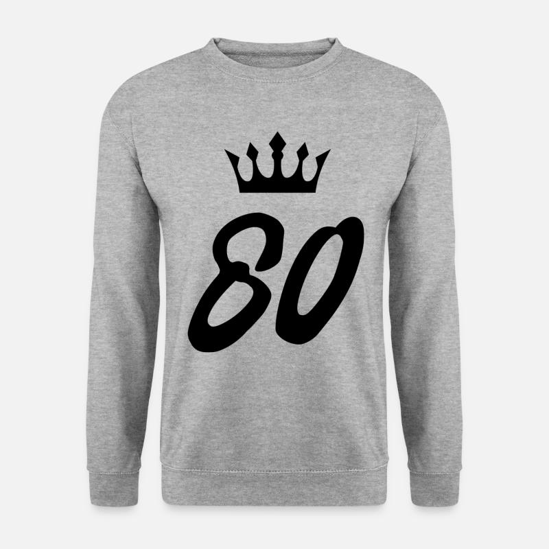 80 Zahl Krone - Unisex Pullover - Weißgrau meliert