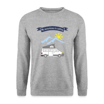 motorhome is calling - Unisex Pullover - Weißgrau meliert - Vorne - Alina (178cm) & Michal (187cm)