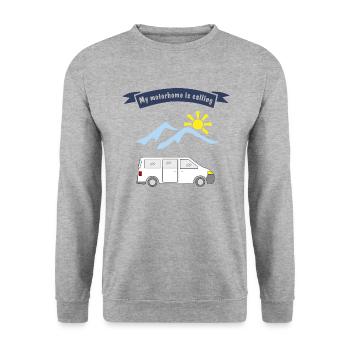 motorhome is calling - Unisex Sweatshirt - salt & pepper - Front - Alina (178cm) & Michal (187cm)
