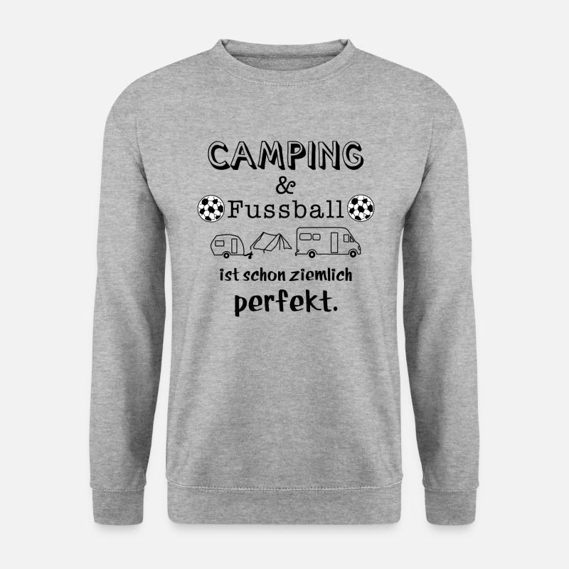 camping und fussball - Unisex Pullover - Weißgrau meliert