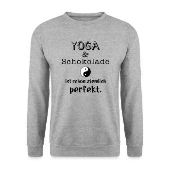 yoga und schokolade - Unisex Pullover - Weißgrau meliert - Vorne - Alina (178cm) & Michal (187cm)
