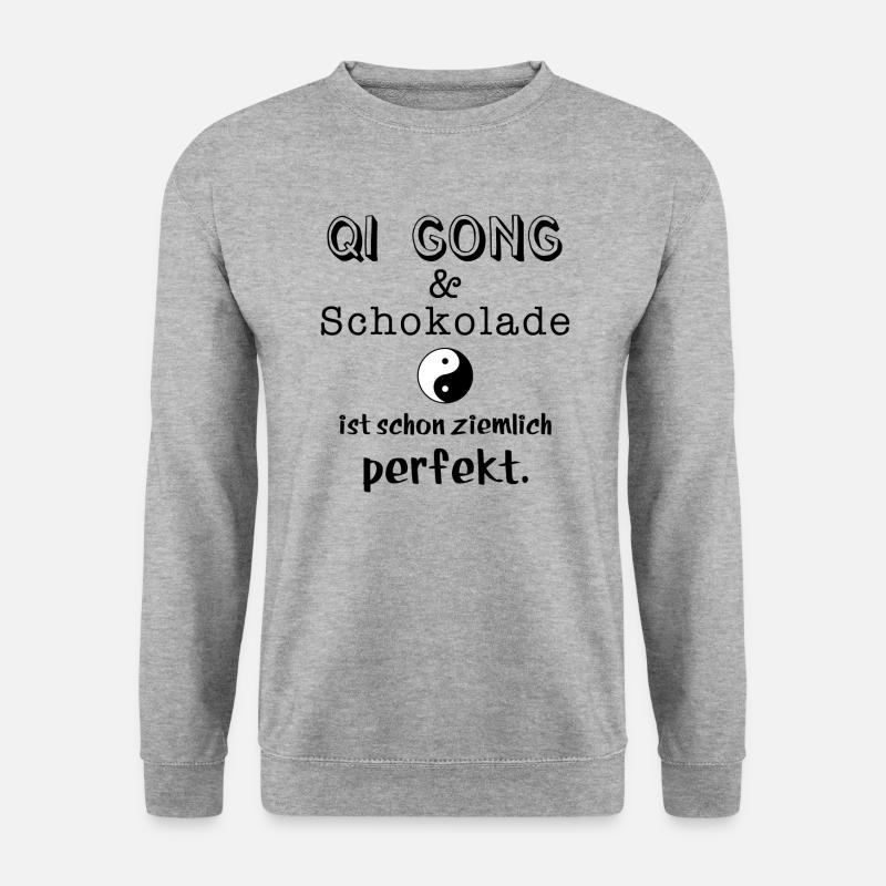 qi gong und schokolade - Unisex Pullover - Weißgrau meliert