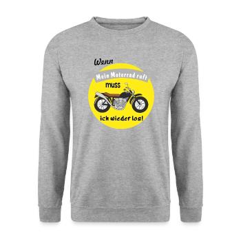 wenn mein motorrad ruft - Unisex Pullover - Weißgrau meliert - Vorne - Alina (178cm) & Michal (187cm)