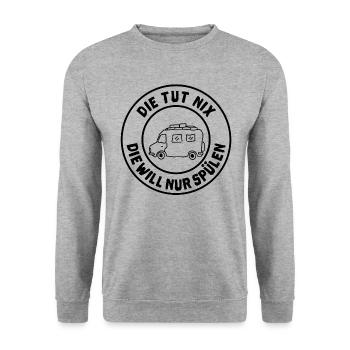die tut nix wohnmobil - Unisex Pullover - Weißgrau meliert - Vorne - Alina (178cm) & Michal (187cm)