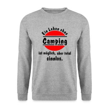 leben ohne camping - Unisex Pullover - Weißgrau meliert - Vorne - Alina (178cm) & Michal (187cm)