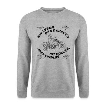 leben ohne kurven - Unisex Pullover - Weißgrau meliert - Vorne - Alina (178cm) & Michal (187cm)