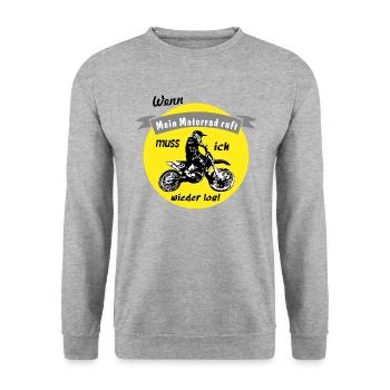 mein motorrad ruft - Unisex Pullover - Weißgrau meliert - Vorne - Alina (178cm) & Michal (187cm)