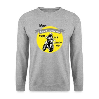 mein motorrad ruft - Unisex Pullover - Weißgrau meliert - Vorne - Alina (178cm) & Michal (187cm)