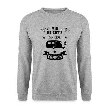mir reichts camping wohnwagen - Unisex Pullover - Weißgrau meliert - Vorne - Alina (178cm) & Michal (187cm)