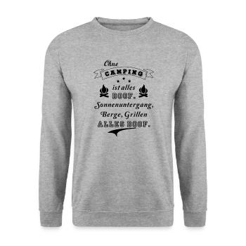 ohne camping ist alles doof berge - Unisex Pullover - Weißgrau meliert - Vorne - Alina (178cm) & Michal (187cm)