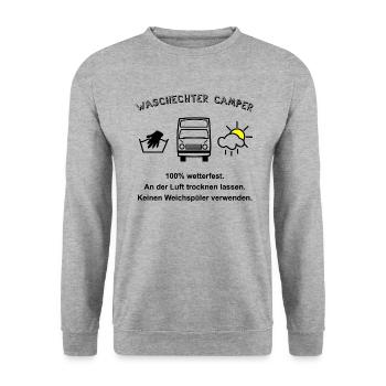 waschechter camper womo - Unisex Pullover - Weißgrau meliert - Vorne - Alina (178cm) & Michal (187cm)