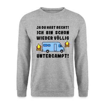 völlig untercampt womo - Unisex Pullover - Weißgrau meliert - Vorne - Alina (178cm) & Michal (187cm)