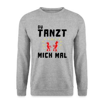 du tanzt mich mal - Unisex Pullover - Weißgrau meliert - Vorne - Alina (178cm) & Michal (187cm)