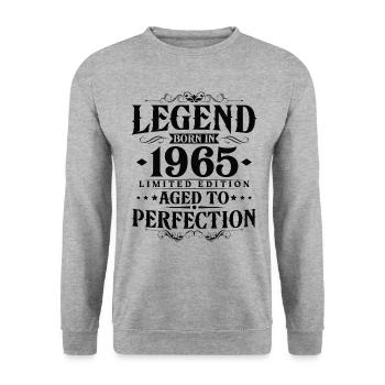 Légende Depuis 1965 Vintage Vintage Anniversaire - Sweat-shirt Unisexe - gris chiné - Devant - Alina (178cm) & Michal (187cm)