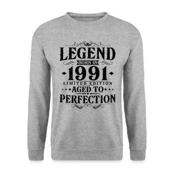 Legend 1991 Vintage Born Vintage Birthday - Unisex Sweatshirt - salt & pepper - Front - Alina (178cm) & Michal (187cm)