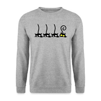 Chat drôle - Sweat-shirt Unisexe - gris chiné - Devant - Alina (178cm) & Michal (187cm)