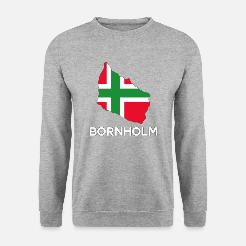 Bornholm Flag Shape - Unisex Pullover - Weißgrau meliert