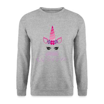 Unique Queen Unicorn - Unisex Sweatshirt - salt & pepper - Front - Alina (178cm) & Michal (187cm)