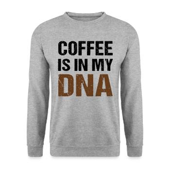 Kaffee Coffee is in my DNA Fun - Unisex Sweatshirt - salt & pepper - Front - Alina (178cm) & Michal (187cm)