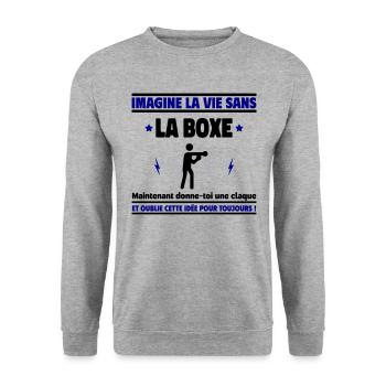 Imagine la vie sans boxe : inconcevable ! - Sweat-shirt Unisexe - gris chiné - Devant - Alina (178cm) & Michal (187cm)