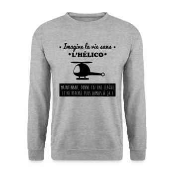 la vie sans hélico,hélicoptère,avion - Sweat-shirt Unisexe - gris chiné - Devant - Alina (178cm) & Michal (187cm)