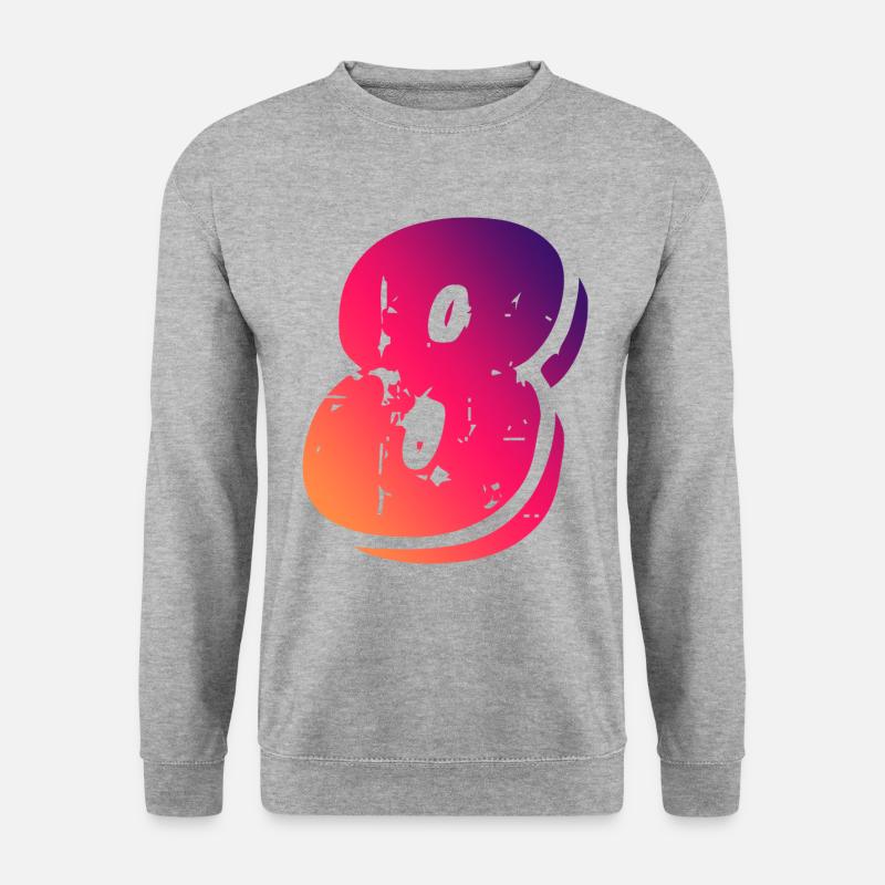 8 Zahl Symbol - Unisex Pullover - Weißgrau meliert