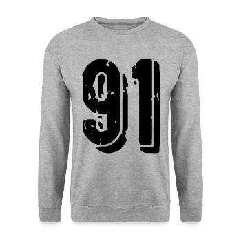 91 number jersey - Unisex Sweatshirt - salt & pepper - Front - Alina (178cm) & Michal (187cm)