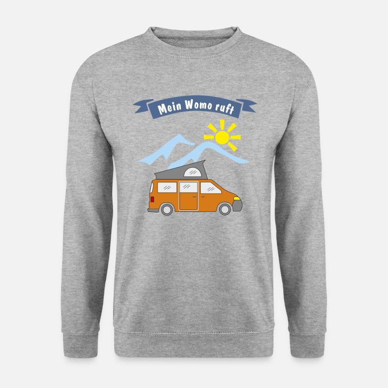 womo ruft campingbus - Unisex Pullover - Weißgrau meliert