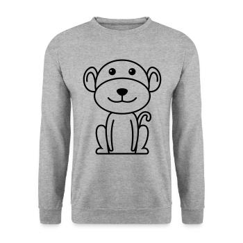 Singe animal comique - Sweat-shirt Unisexe - gris chiné - Devant - Alina (178cm) & Michal (187cm)